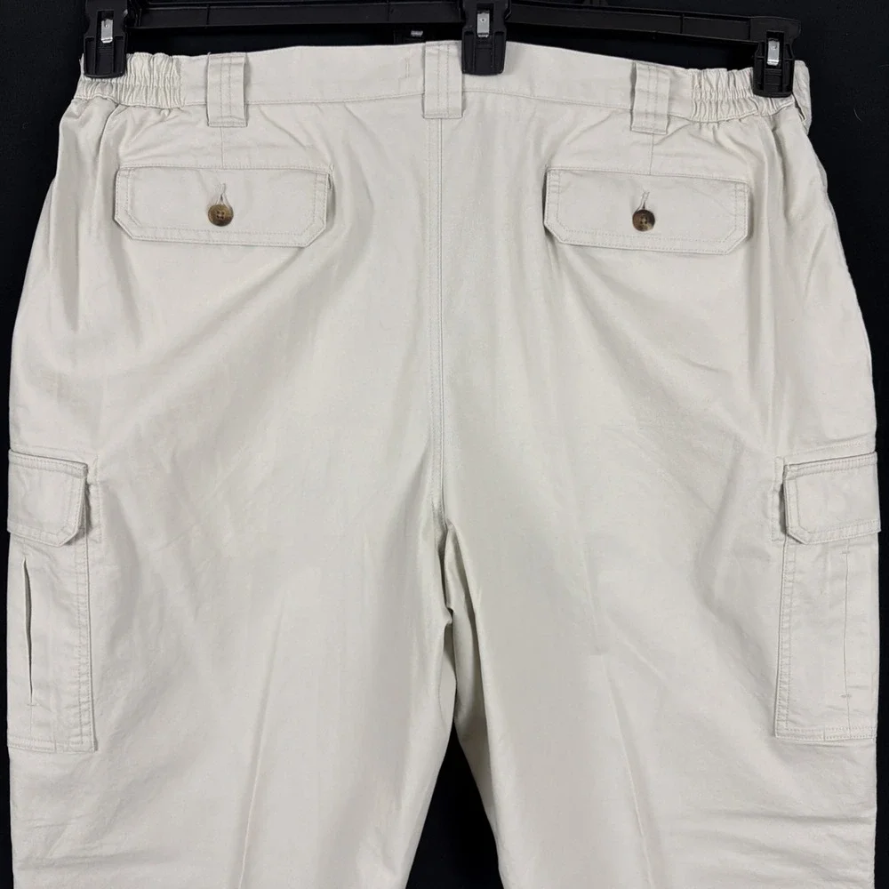 LL Bean Mens Cargo Pants 42x30 Light Khaki Comfort Waist Cotton Utility 191819